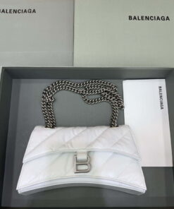 Replica Balenciaga 716351210I Crush Small Chain Bag Quilted in White metallized crushed calfskin Silver