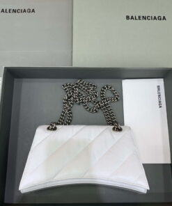 Replica Balenciaga 716351210I Crush Small Chain Bag Quilted in White metallized crushed calfskin Silver 2