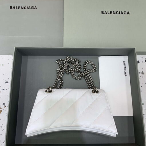 Replica Balenciaga 716351210I Crush Small Chain Bag Quilted in White metallized crushed calfskin Silver 2