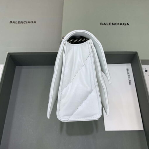 Replica Balenciaga 716351210I Crush Small Chain Bag Quilted in White metallized crushed calfskin Silver 3