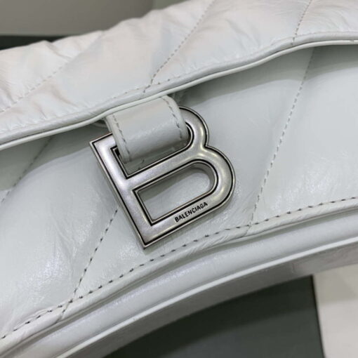 Replica Balenciaga 716351210I Crush Small Chain Bag Quilted in White metallized crushed calfskin Silver 5
