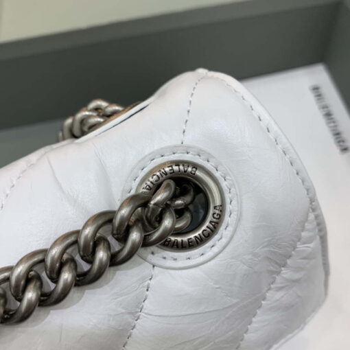 Replica Balenciaga 716351210I Crush Small Chain Bag Quilted in White metallized crushed calfskin Silver 6