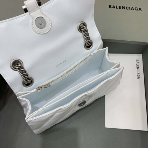Replica Balenciaga 716351210I Crush Small Chain Bag Quilted in White metallized crushed calfskin Silver 7