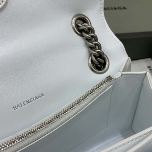 Replica Balenciaga 716351210I Crush Small Chain Bag Quilted in White metallized crushed calfskin Silver 8
