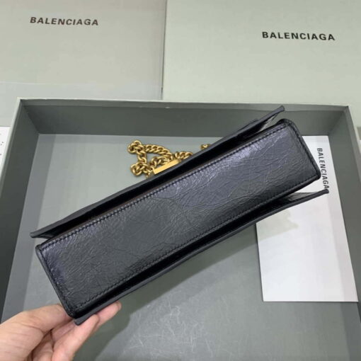 Replica Balenciaga 716351210I Crush Small Chain Bag Quilted in Black metallized crushed calfskin Gold 4