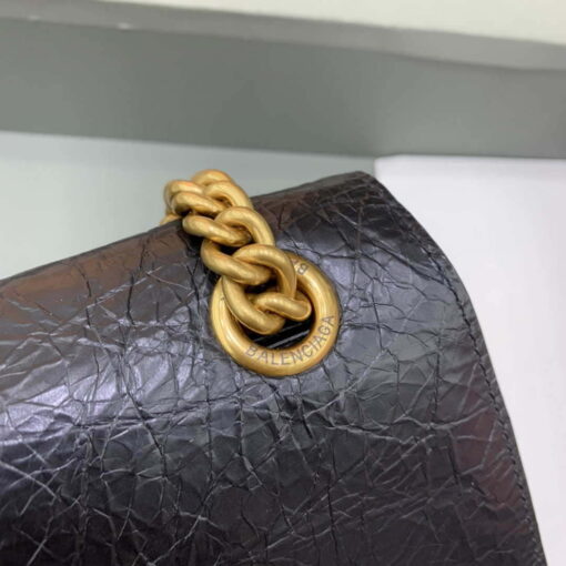 Replica Balenciaga 716351210I Crush Small Chain Bag Quilted in Black metallized crushed calfskin Gold 6