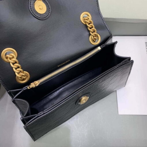 Replica Balenciaga 716351210I Crush Small Chain Bag Quilted in Black metallized crushed calfskin Gold 7