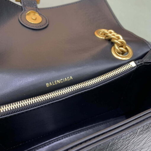 Replica Balenciaga 716351210I Crush Small Chain Bag Quilted in Black metallized crushed calfskin Gold 8