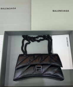 Replica Balenciaga 716351210I Crush Small Chain Bag Quilted in Black metallized crushed calfskin black matte