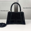 Replica Balenciaga 59283328 Hourglass Top Handle in Black Suede Calfskin with Rhinestones