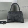 Replica Balenciaga 59283328 Hourglass Top Handle in Gray Suede Calfskin with Rhinestones