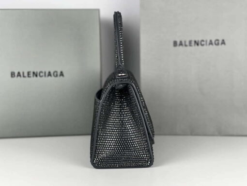 Replica Balenciaga 59283328 Hourglass Top Handle in Gray Suede Calfskin with Rhinestones 7