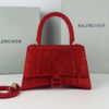Replica Balenciaga 59283328 Hourglass Top Handle in Red Suede Calfskin with Rhinestones