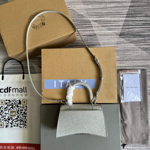 Replica Balenciaga 592833 Flash drilling Hourglass XS Handbag Box Gray 3