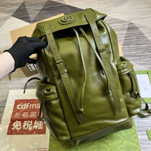 Replica Gucci 725657 Backpack With Tonal Double G Forest green 3