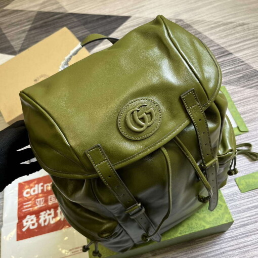 Replica Gucci 725657 Backpack With Tonal Double G Forest green 4