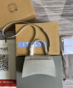 Replica Balenciaga 593546 Flash drilling Hourglass Small Top Handle Bag Gray 2