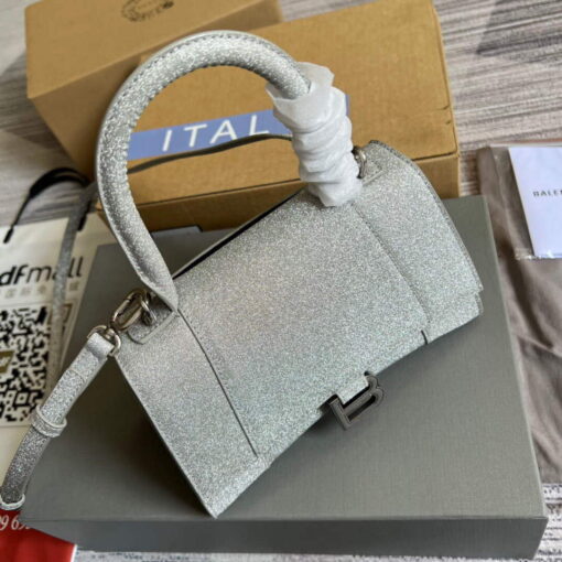 Replica Balenciaga 593546 Flash drilling Hourglass Small Top Handle Bag Gray 4