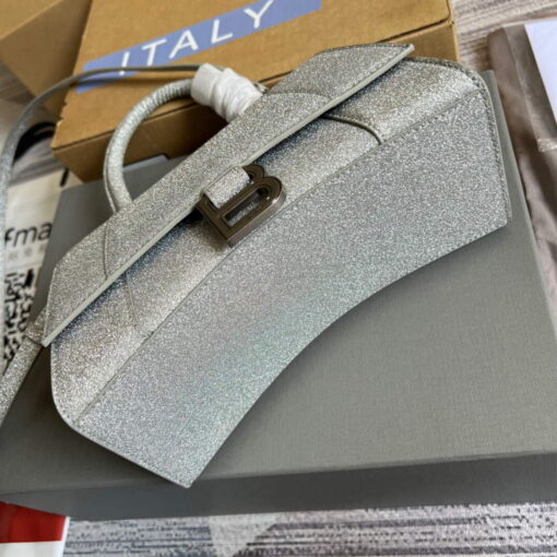 Replica Balenciaga 593546 Flash drilling Hourglass Small Top Handle Bag Gray 6