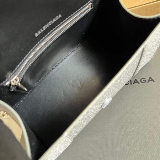 Replica Balenciaga 593546 Flash drilling Hourglass Small Top Handle Bag Gray 9