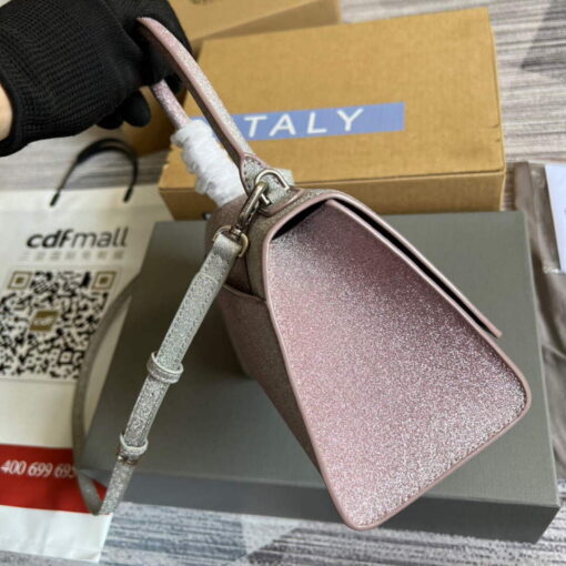 Replica Balenciaga 593546 Flash drilling Hourglass Small Top Handle Bag Pink 4