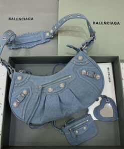Replica Balenciaga 67130723 Le Cagole Small Shoulder Bag in Denim Blue
