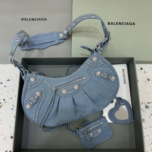 Replica Balenciaga 67130723 Le Cagole Small Shoulder Bag in Denim Blue