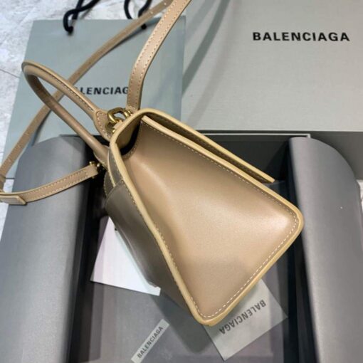 Replica Balenciaga 593546 Hourglass Small Top Handle Calfskin Bag Apricot 3