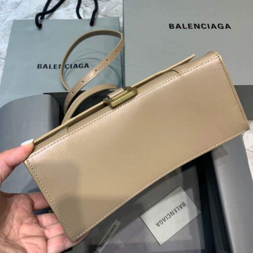 Replica Balenciaga 593546 Hourglass Small Top Handle Calfskin Bag Apricot 4