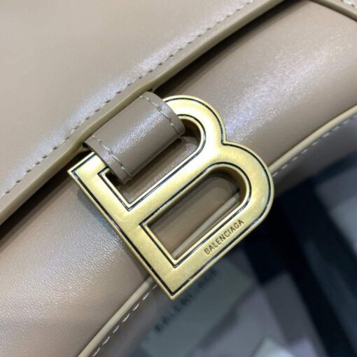 Replica Balenciaga 593546 Hourglass Small Top Handle Calfskin Bag Apricot 5