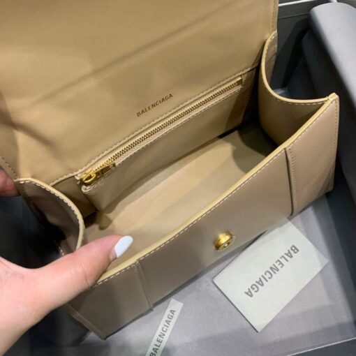 Replica Balenciaga 593546 Hourglass Small Top Handle Calfskin Bag Apricot 7