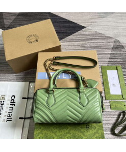 Replica Gucci 746319 GG Marmont Small Top Handle Bag Green