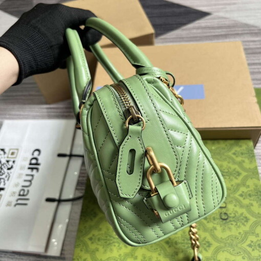 Replica Gucci 746319 GG Marmont Small Top Handle Bag Green 2