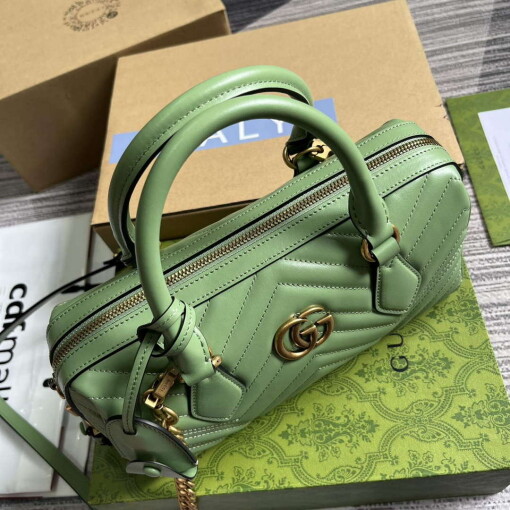 Replica Gucci 746319 GG Marmont Small Top Handle Bag Green 3
