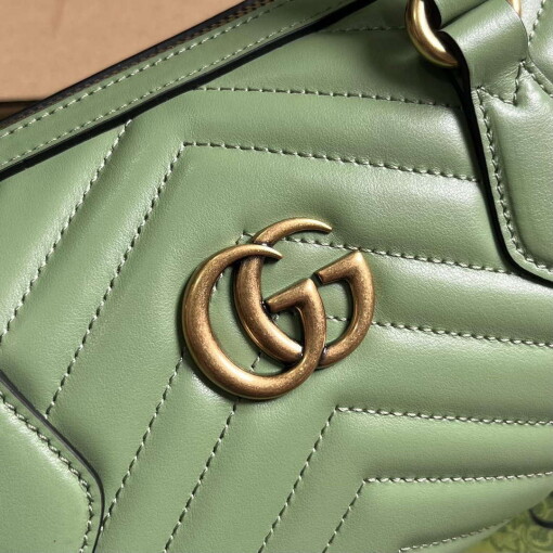 Replica Gucci 746319 GG Marmont Small Top Handle Bag Green 4