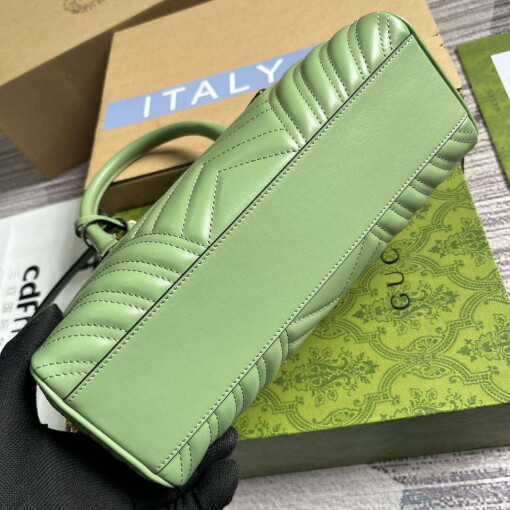 Replica Gucci 746319 GG Marmont Small Top Handle Bag Green 5