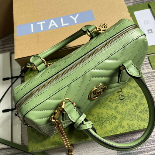 Replica Gucci 746319 GG Marmont Small Top Handle Bag Green 6
