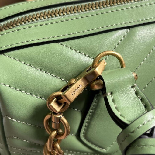 Replica Gucci 746319 GG Marmont Small Top Handle Bag Green 7