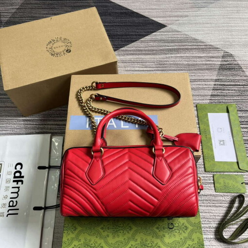 Replica Gucci 746319 GG Marmont Small Top Handle Bag Red