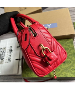 Replica Gucci 746319 GG Marmont Small Top Handle Bag Red 2