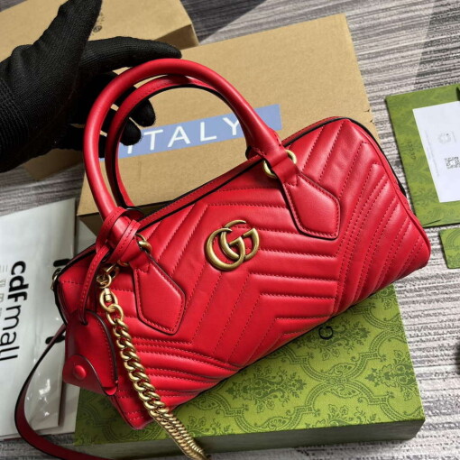 Replica Gucci 746319 GG Marmont Small Top Handle Bag Red 3