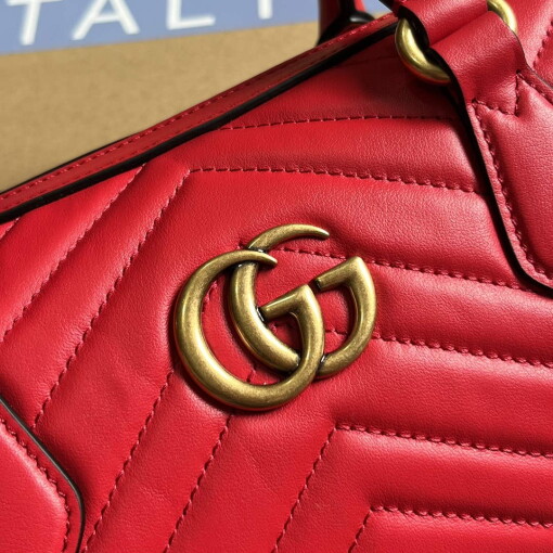 Replica Gucci 746319 GG Marmont Small Top Handle Bag Red 4