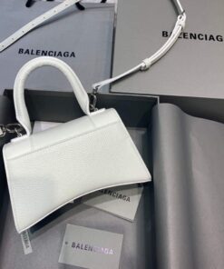 Replica Balenciaga 592833 Hourglass XS Top Handle Leather HandBag White 2