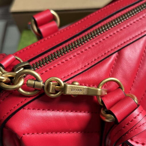 Replica Gucci 746319 GG Marmont Small Top Handle Bag Red 7