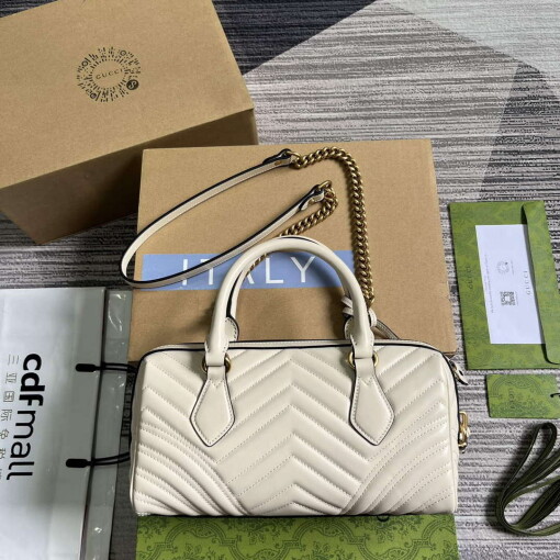 Replica Gucci 746319 GG Marmont Small Top Handle Bag White