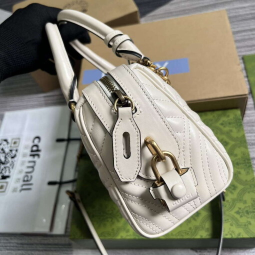 Replica Gucci 746319 GG Marmont Small Top Handle Bag White 3