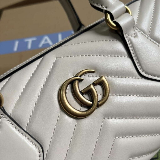 Replica Gucci 746319 GG Marmont Small Top Handle Bag White 4