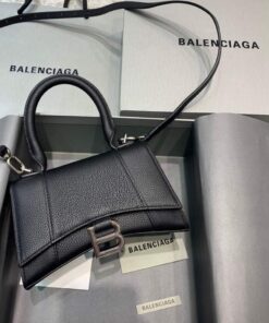 Replica Balenciaga 592833 Hourglass XS Top Handle Leather HandBag Black