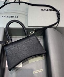 Replica Balenciaga 592833 Hourglass XS Top Handle Leather HandBag Black 2