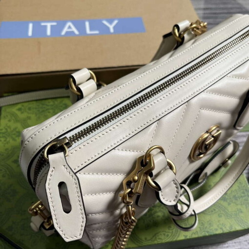 Replica Gucci 746319 GG Marmont Small Top Handle Bag White 6